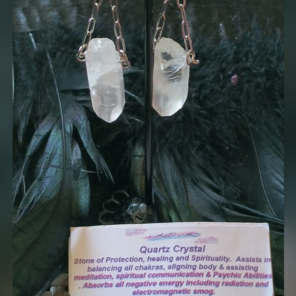 Stainless Steel And Quartz Crystal Earrings